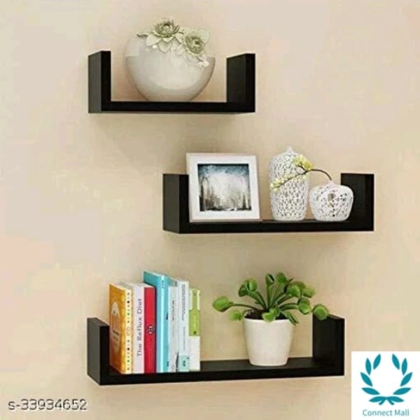 THEHEARTWILL Wooden Wall Rack Shelves MDF Medium Density Fiber Home Decoration Wall Decor Shelves - (LXB):-16X4, White, Wooden, Set Of 3